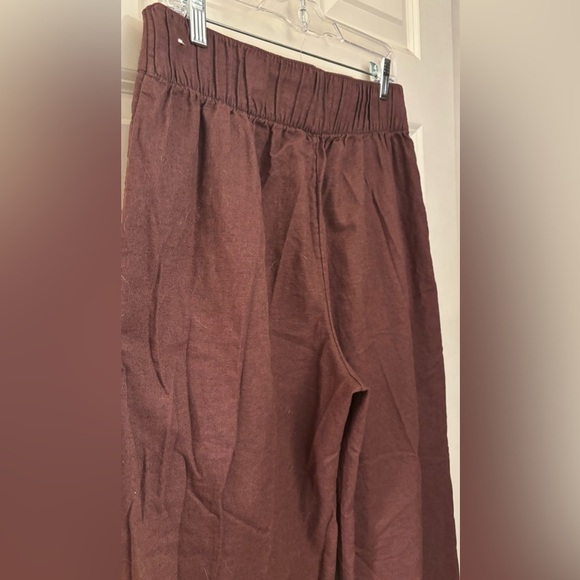 NWOT Abercrombie Linen Cotton Blend Wide Leg Pants, Brown, M - Picture 5 of 9
